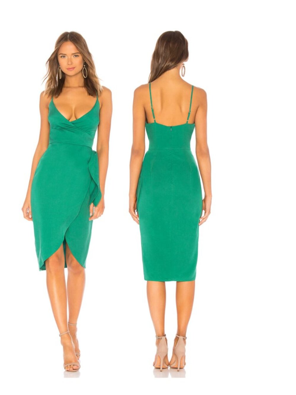 Lovers + Friends Orchid Dress Faux Wrap in Green Lucky Charm Size Small
